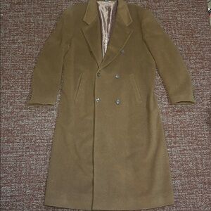 Valentuomo Men's cashmere/wool long Brown Double-Breasted Coat men’s dress coat